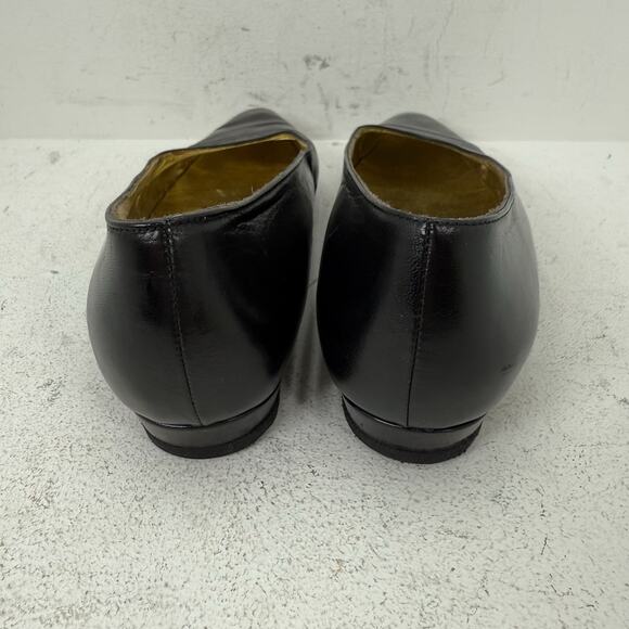 ST JOHN Black Leather Patent Toe Flat Low Heel Shoes Women's Size 7 AAA - Picture 4 of 10